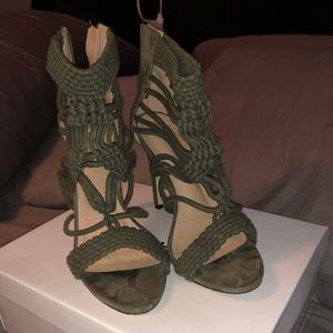 Olive green sandal heels